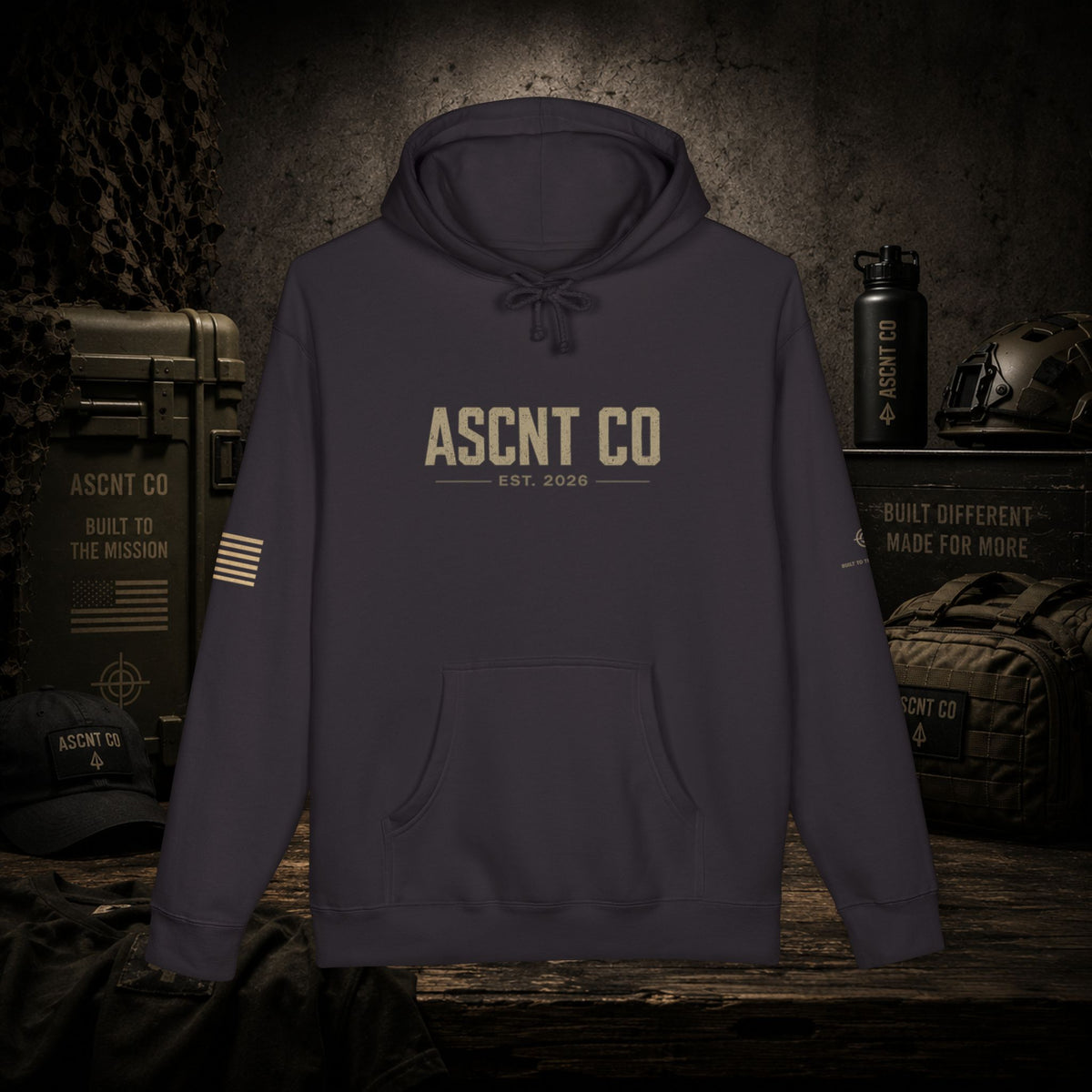 Built Different Hoodie — ASCNT CO Military Helicopter Pullover